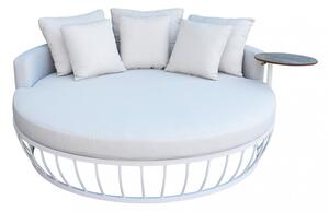Divano Letto con Tavolino Salvador Ø165x30/60 h cm in Alluminio Bianco