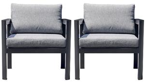 Poltrona da Giardino 70x75x60 cm in Alluminio Grigio con Cuscini Grigio