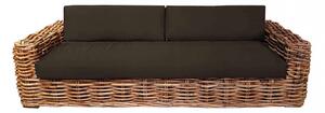 Divano Polinesia 3 Posti con Cuscini 75x265x105 cm in Rattan Marrone