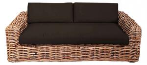 Divano Polinesia 2 Posti con Cuscini 75x194x105 cm in Rattan Marrone