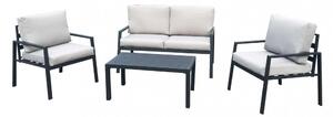 Set Salotto da Giardino Divano 2 Poltrone e Tavolino con Cuscini in Alluminio Antracite