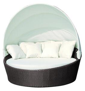 Divano Letto da Esterno Sunny con Cuscini 168x168x148 h cm in Wicker Marrone