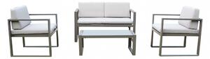 Set Salotto da Giardino Divano 2 Poltrone e Tavolino con Cuscini in Alluminio Taupe