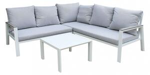 Salotto Angolare Surabaya con Cuscini in Alluminio Bianco