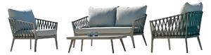 Set Salotto da Giardino Divano 2 Poltrone e Tavolino con Cuscini Grigio Chiaro