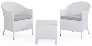 Set Salotto da Giardino Tavolo 2 Poltrone in Polyrattan Bianco Bertozzi Letizia