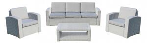 Set Salotto da Giardino Divano 2 Poltrone e Tavolino con Cuscini in Plastica Grigio