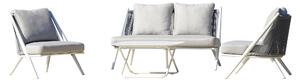 Set Salotto da Giardino Divano 2 Poltrone e Tavolino con Cuscini Grigio Chiaro