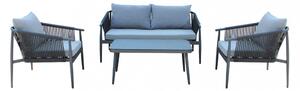 Set Salotto da Giardino Divano 2 Poltrone e Tavolino con Cuscini in Alluminio Grigio scuro