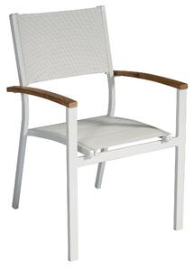 Sedia Impilabile da Giardino 57x58x88 cm in Alluminio e Textilene Tenerife Bianco