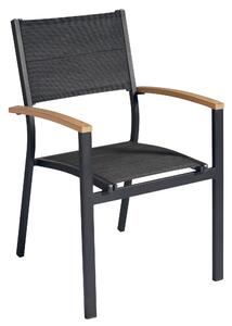 Sedia Impilabile da Giardino 57x58x88 cm in Alluminio e Textilene Tenerife Nero