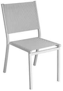 Sedia Impilabile da Giardino 48x57x87 cm in Alluminio Bianco e Textilene Elba Grigio Chiaro