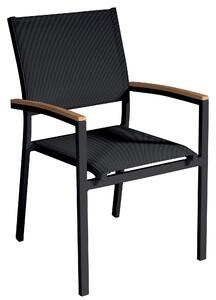 Sedia Impilabile da Giardino 56x60x88 cm in Alluminio e Textilene Volterra Nero