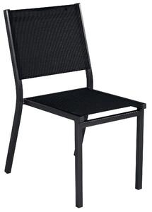 Sedia Impilabile da Giardino 48x57x87 cm in Alluminio Antracite e Textilene Elba Nero