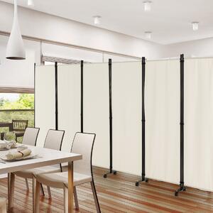 Costway Divisorio pieghevole a 6 pannelli con ruote bloccabili, Separè per interni 172cm da soggiorno ufficio Beige