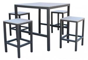 Set Bar Tavolo e 4 Sgabelli Sirio in Alluminio Tortora