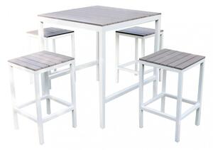Set Bar Tavolo e 4 Sgabelli Sirio in Alluminio Bianco