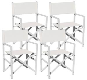 Set 4 Sedie Regista da Giardino 55x52x86 cm in Alluminio Ecrù