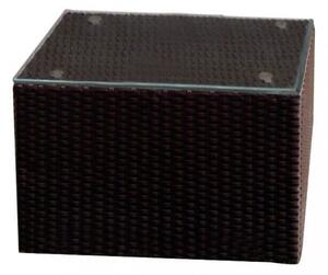 Tavolino Dallas con Vetro 60x60x42,5 h cm in Wicker Marrone