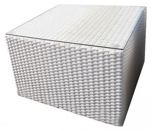 Tavolino Dallas con Vetro 60x60x42,5 h cm in Wicker Bianco