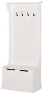 Appendiabiti Panchina per Ingresso in MDF 71,5x39,5x170 cm Bianca