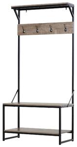 Appendiabiti Panchina per Ingresso con Scarpiera in Metallo e MDF 80x40x170 cm Nero