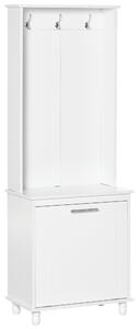 Mobile per Ingresso con Appendiabiti 60x35x169 cm in Legno MDF Bianco