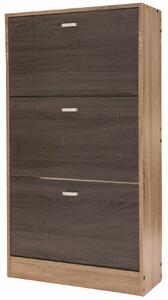 Scarpiera 3 Scomparti in MDF 63x24x115 cm Soriani Marrone Chiaro e Scuro