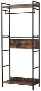 Appendiabiti Scarpiera per Ingresso 80x40x200 cm con Mensole in Metallo e Legno Marrone