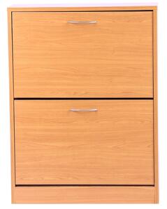 Scarpiera Salvaspazio 2 Cassetti con Ripiani Regolabili in Legno Marrone 60x24x80 cm