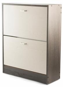 Scarpiera 2 Scomparti in MDF 63x24x80 cm Soriani Bianco e Grigio Scuro