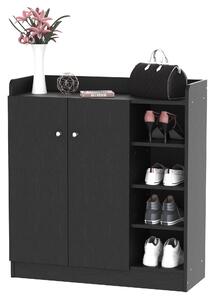 Scarpiera Mobiletto in Legno 4 Ripiani Nero 83x30x90 cm