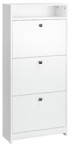 Scarpiera 3 Scomparti in Legno Bianco 60x24x132 cm