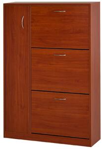 Scarpiera con 3 Ante a Ribalta e un'Anta Porta Ombrelli in Legno Noce 80x24x120 cm