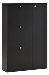 Scarpiera in Legno Nero 8 Scomparti 80x24x120 cm