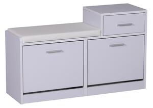Divanetto Scarpiera 3 Scomparti con Cuscino Bianco 94.5x57x30 cm