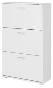 Scarpiera 3 Scomparti 67x28x112 cm 18 Paia in MDF Bianco