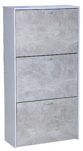 Mobile Scarpiera 3 Ante 60x24x116 cm in Legno Truciolare Bianco e Cemento