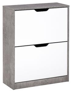 Mobile Scarpiera 2 Ante 62,5x24x81 cm per 8 Paia di Scarpe Grigio e Bianco