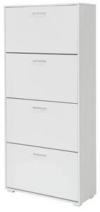 Scarpiera 4 Scomparti 67x28x147 cm 24 Paia in MDF Bianco