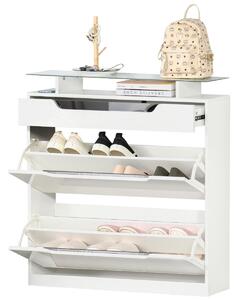 Scarpiera 2 Cassetti 1 Ripiano 16 Paia 89x23x96 cm in MDF Bianco Lucido