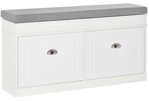 Panca Scarpiera Salvaspazio per 8 Paia di Scarpe 104x24x55 cm Bianca