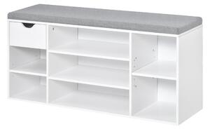 Panca Scarpiera Salvaspazio 101x29x47,5 cm in Legno truciolare Bianco