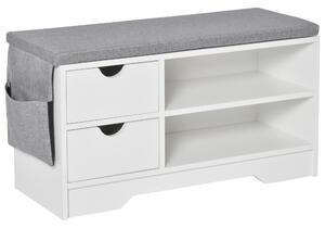 Scarpiera Salvaspazio in Legno Capacità 4 Paia 80.5 x 30.5 x 43.5 cm Bianca