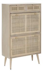 Scarpiera Paglia di Vienna 70x32x120 cm MDF e Impiallacciatura di frassino Marrone