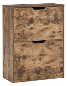 Mobile Scarpiera 2 Ante 62,5x26x81 cm 6 Paia di Scarpe in Legno Marrone