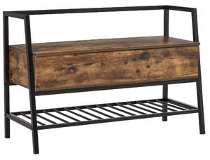 Panca Scarpiera Salvaspazio 90x37x60 cm in Metallo e Truciolare Marrone