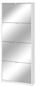 Scarpiera 4 Ante con Specchio 63x154x18 cm Ossido Bianco