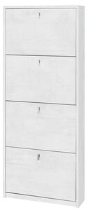 Scarpiera 4 Ante 63x154x18 cm Ossido Bianco