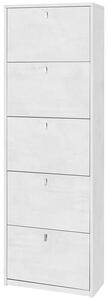 Scarpiera 5 Ante 63x190x29 cm Ossido Bianco